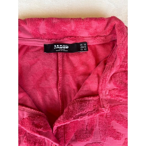 Jaded London Terry Towel Romper Playsuit Button Front Pink Lettering Size US 10 - Picture 3 of 8